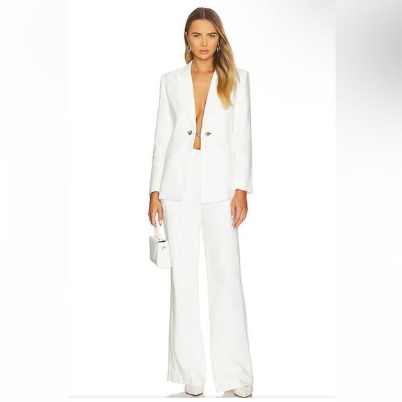 Karina Grimaldi Cecile Jacket blazer Off White linen gold buttons Revolve New - Picture 6 of 13